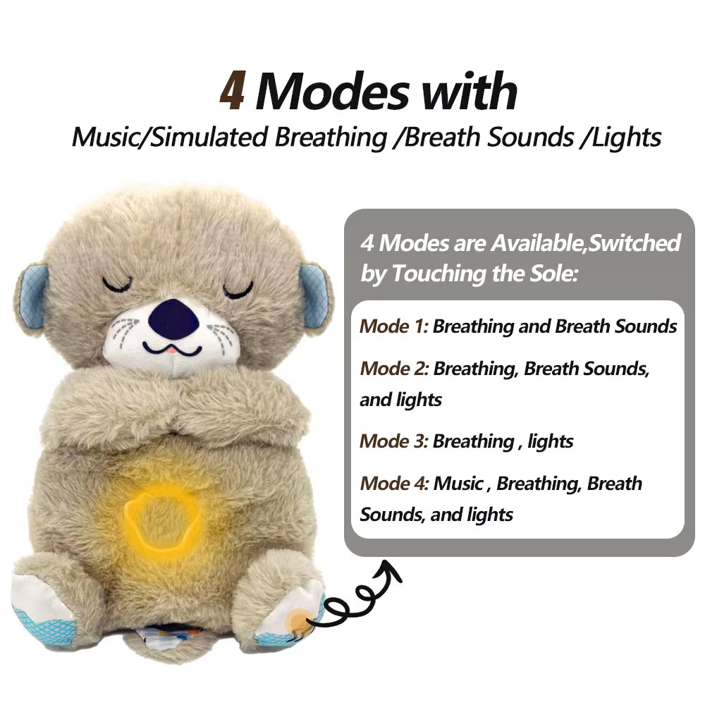 4 Modes Baby Breathing Soothing Elephant Plush Doll Toy Sleeping Companion Music and Light Doll Sensory Stuffed Toy Kids Gift