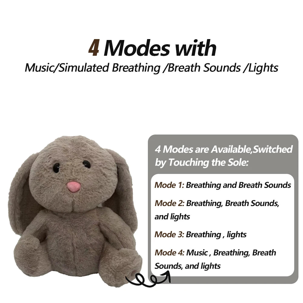 4 Modes Baby Breathing Soothing Elephant Plush Doll Toy Sleeping Companion Music and Light Doll Sensory Stuffed Toy Kids Gift