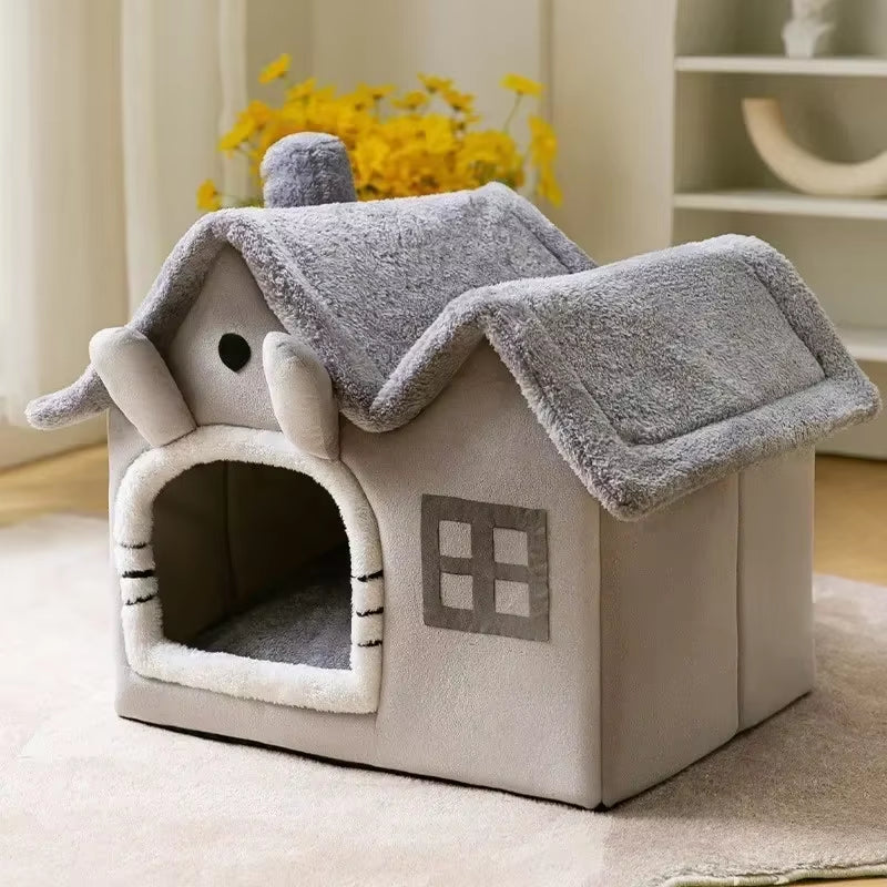 Foldable Dog House Kennel Bed Mat for Small Medium Dogs Cats Winter Warm Cat Bed Nest Pet Products Basket Pets Puppy Cave Sofa