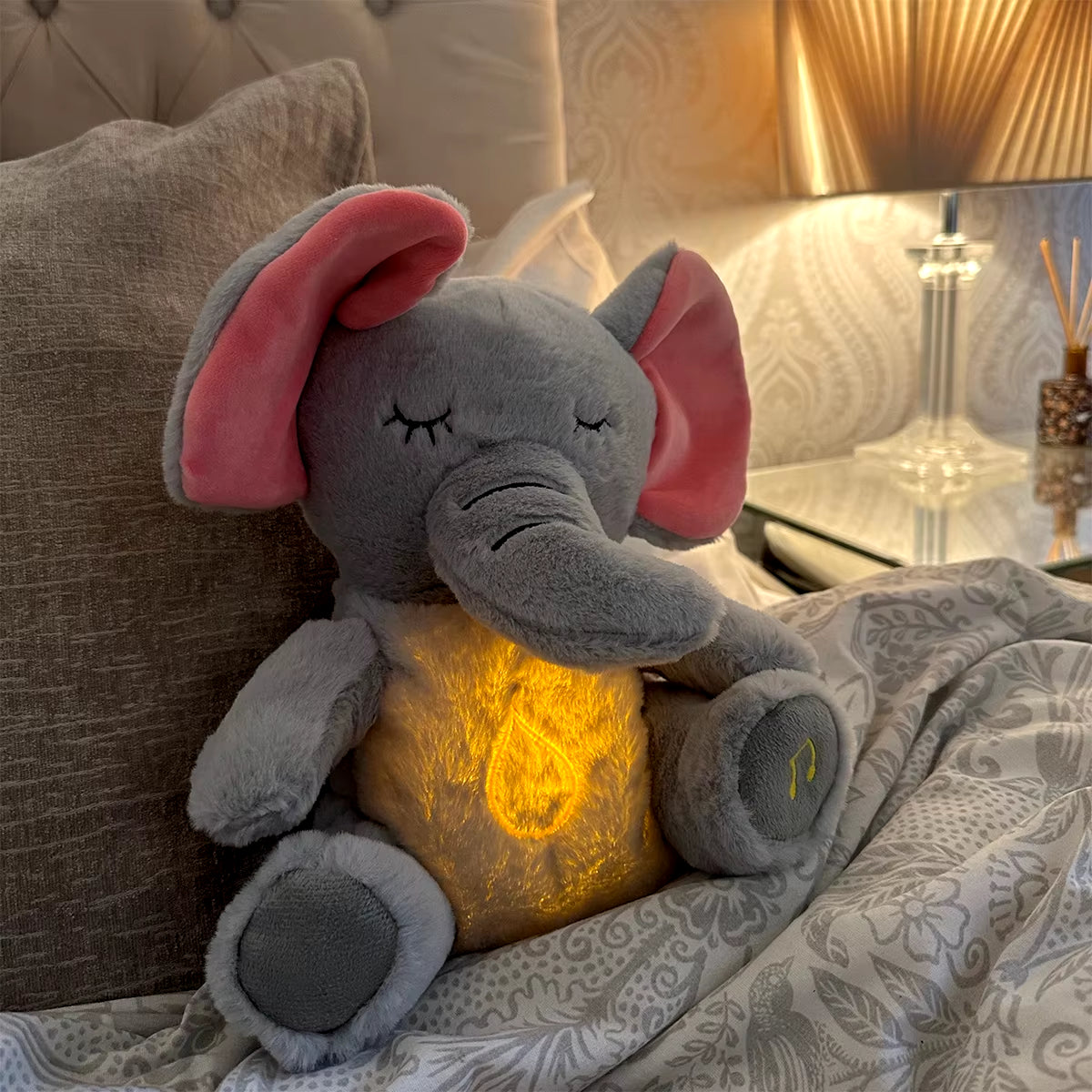 4 Modes Baby Breathing Soothing Elephant Plush Doll Toy Sleeping Companion Music and Light Doll Sensory Stuffed Toy Kids Gift