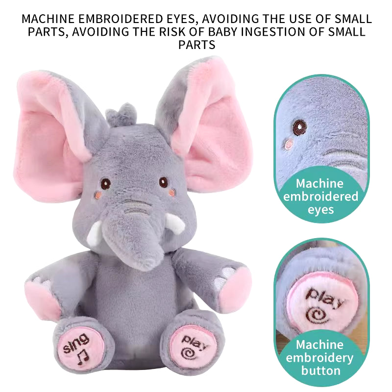 Animated Elephant Toys Plush Singing Elephant with Ears Moving Electric Plush Toy Cute Elephant Stuffed Animal Toy for Baby Gift