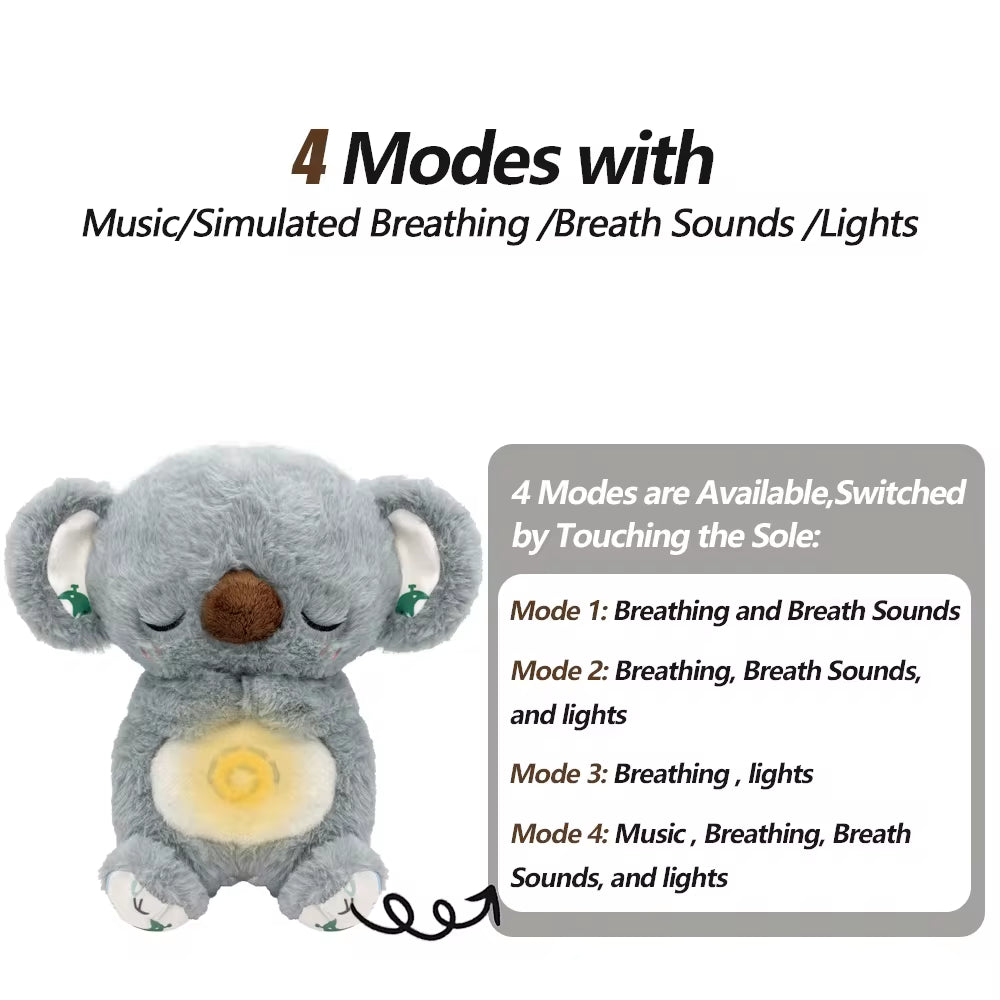 4 Modes Baby Breathing Soothing Elephant Plush Doll Toy Sleeping Companion Music and Light Doll Sensory Stuffed Toy Kids Gift